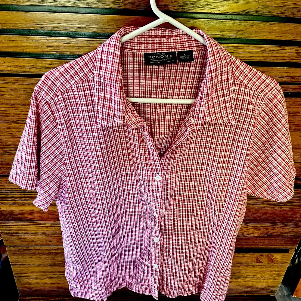 Seersucker check shirt